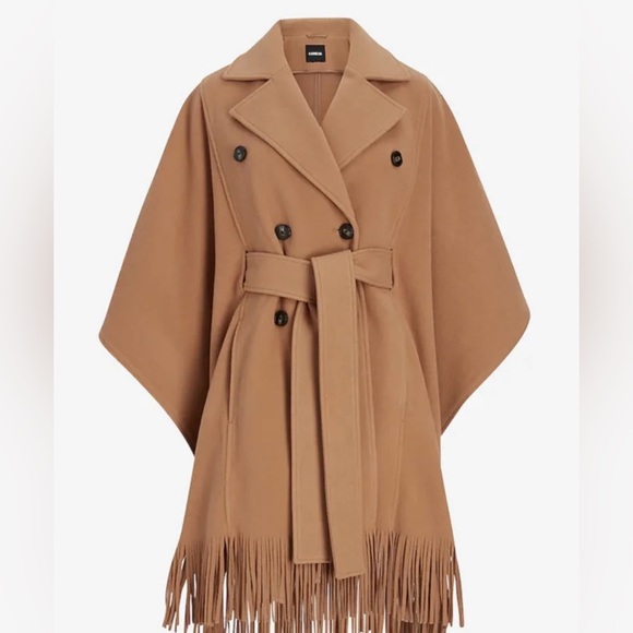 Express Fringe Belted Poncho Coat Butterscotch Camel Women Size M/L $248 - Picture 1 of 11
